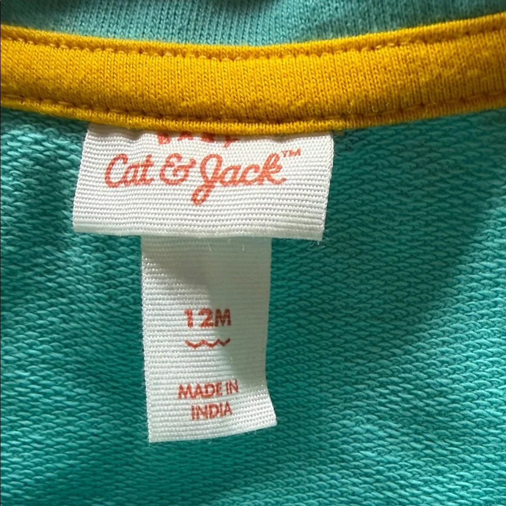 Cat & Jack Teal Polo One-Piece with Navy Palm Print‎